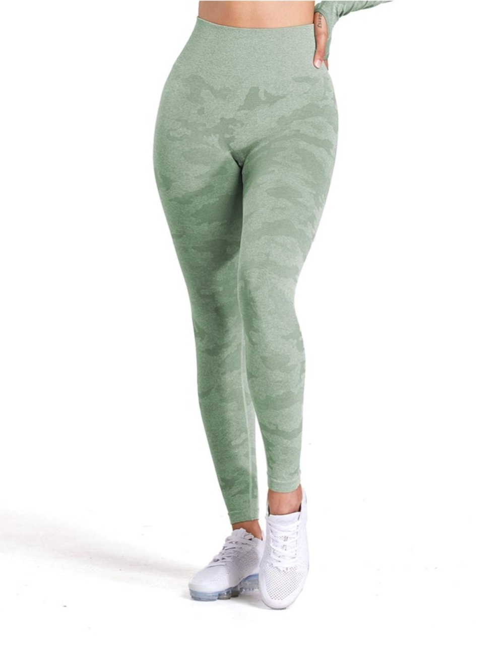 High-Waist Sage Green Seamless Leggings